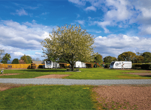 Hard-standing pitches accessed over grass